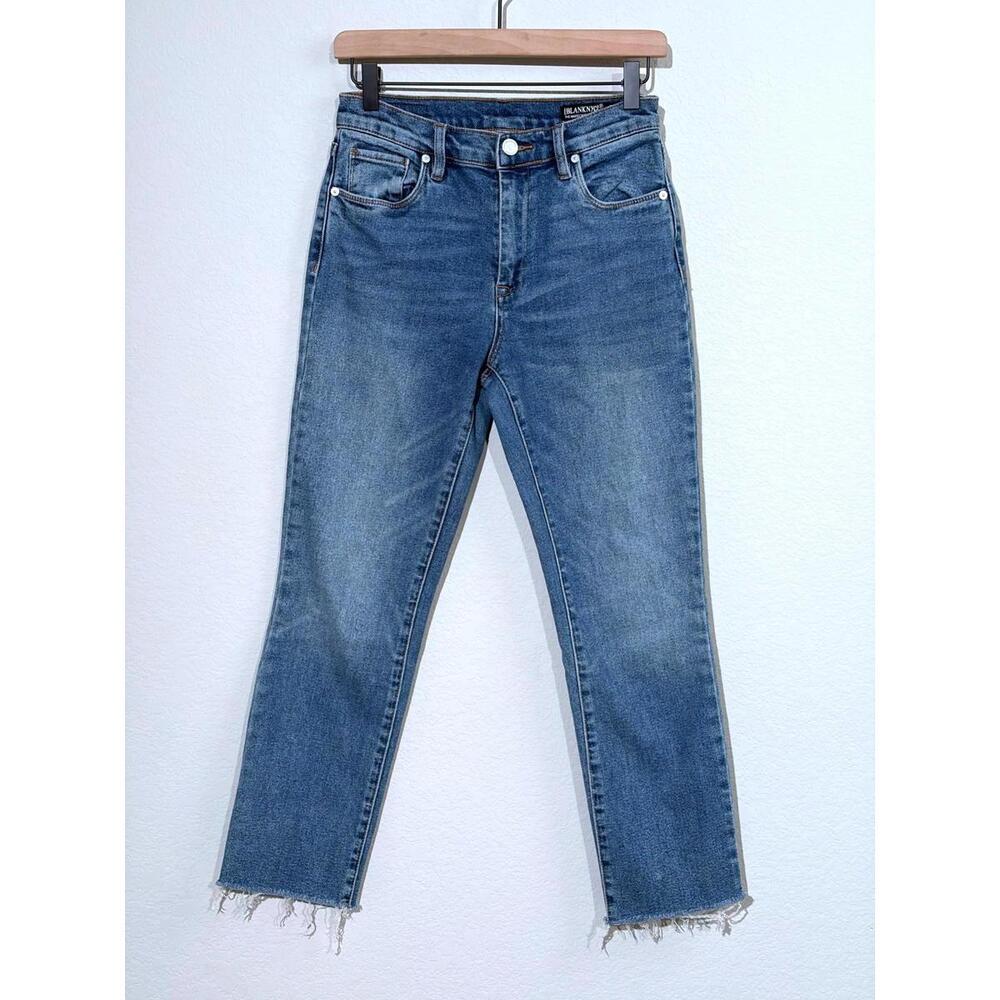 BLANKNYC Madison Crop Stretch Jeans Frayed Ankle Mid Rise Size 27 Minimalist